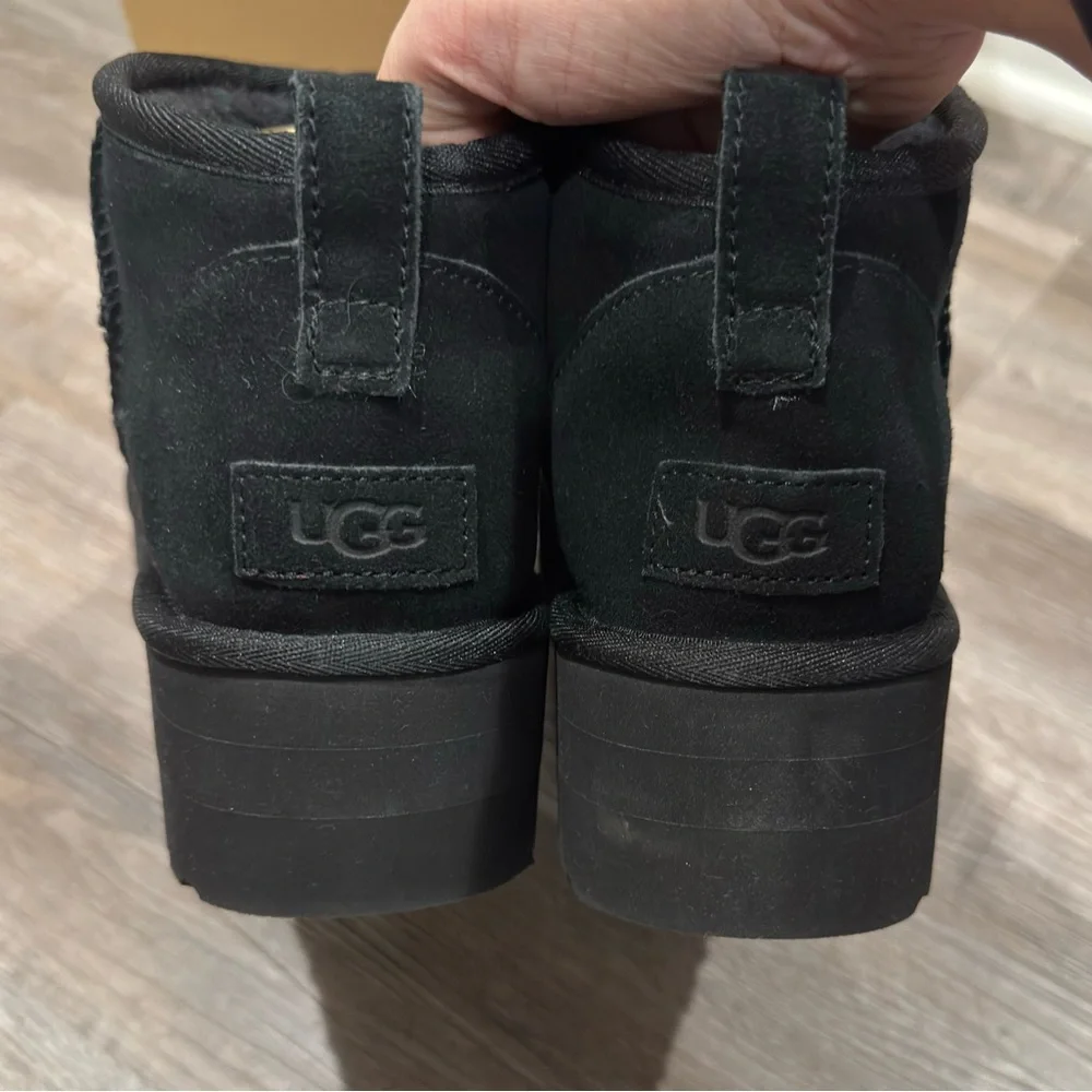 UGG Classic Ultra Mini Platform Black Suede Boots